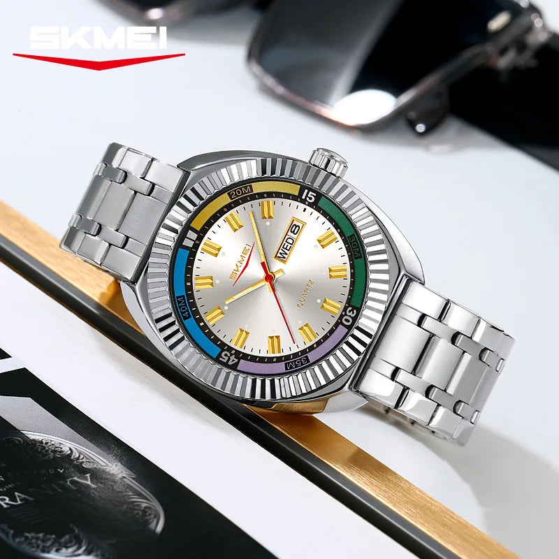 Men's quartz watch, fashionable business waterproof stainless steel watch, casual sports clock Reloj V179