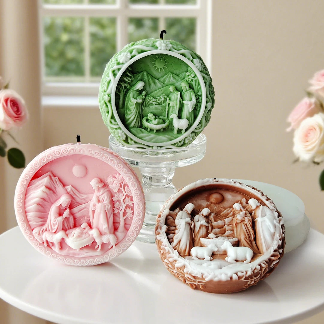 KIMLUD, DIY Jesus Family Aroma Candle Silicone Mold Handmade Soap Plaster Epoxy Ornament Mold Chocolate Biscuit Baking Mould, KIMLUD Womens Clothes