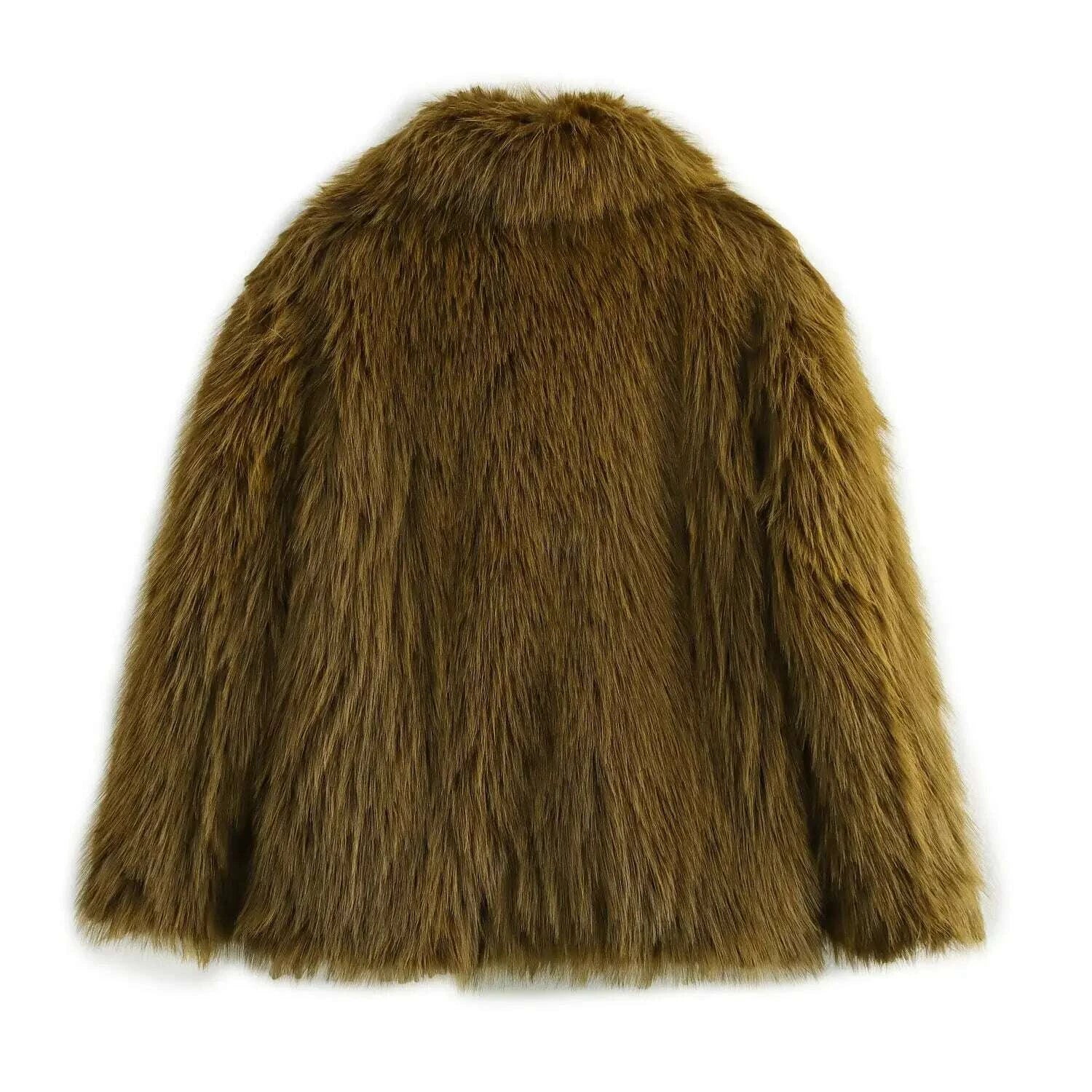 KIMLUD, European And American Style Autumn And Winter New Women's Clothing High-end Artificial Fur Effect Lapel Short Jacket, KIMLUD Womens Clothes