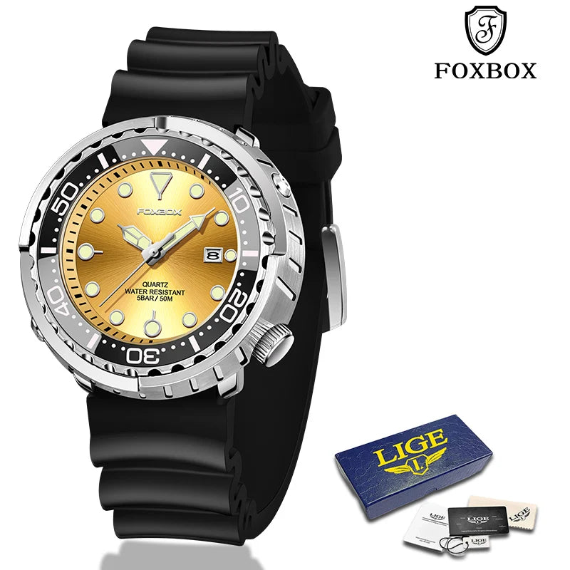 New Watch For Men Fashion Silicone Belt Chronograph Sport Wristwatch 50M Waterproof Luminous Dive Male Clocks Relogio Masculino