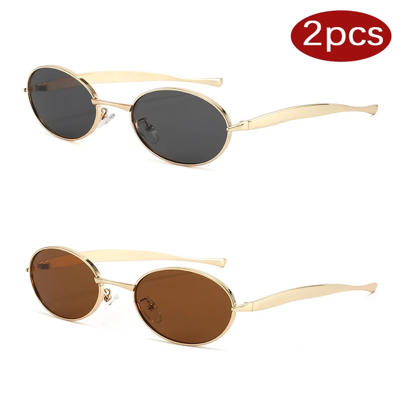 Metal Sunglasses Y2K Oval Small Frame — Colorful | KIMLUD