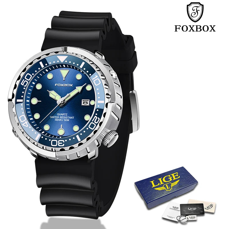 New Watch For Men Fashion Silicone Belt Chronograph Sport Wristwatch 50M Waterproof Luminous Dive Male Clocks Relogio Masculino