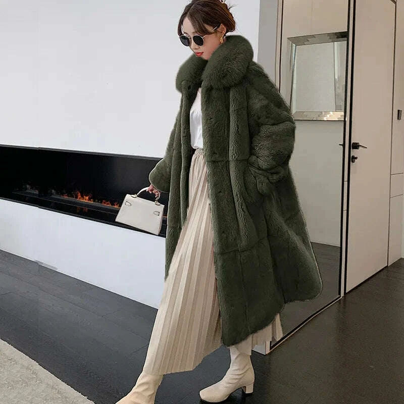 KIMLUD, 5XL Oversized Autumn Winter Faux Fur Coat Women Loose Long Plush Jackets Thick Warm OverCoat Female Large Fur Collar Parka 2023, KIMLUD Womens Clothes
