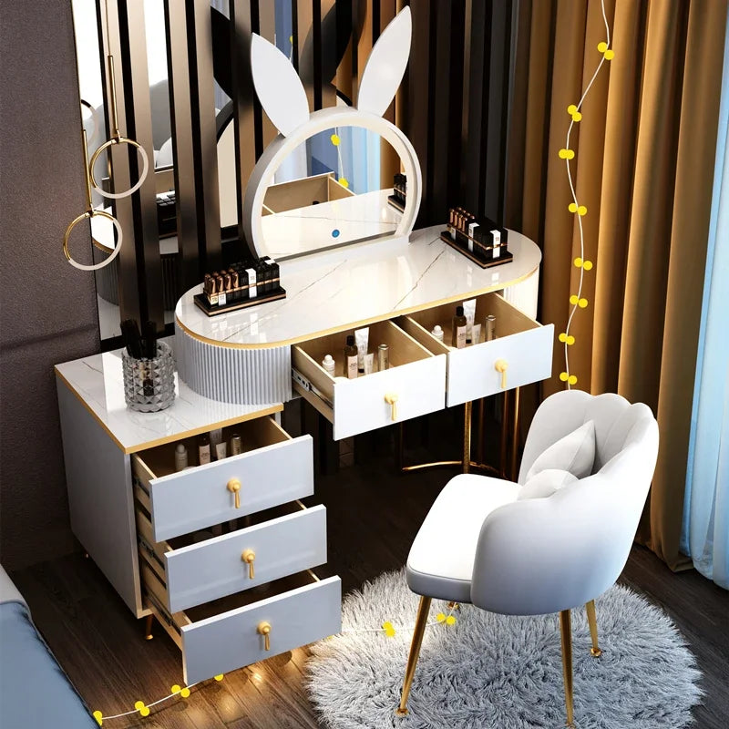 European Modern Vanity Table Storage Brass Hardware — Deep Blue-Dust | KIMLUD