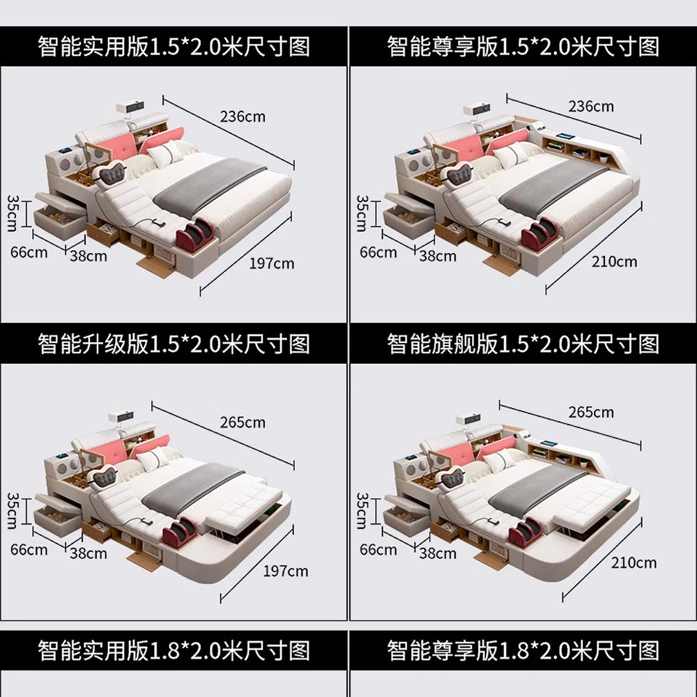 Unique Minimalist Beds Fancy Reading King Sleeping Dressers Beds Massage Smart Muebles Para Dormitorio Bedroom Furniture