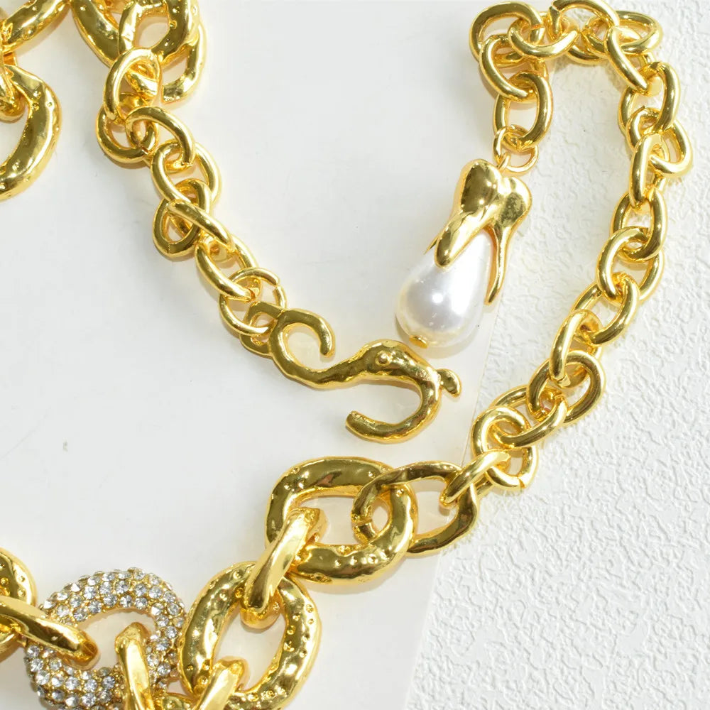 Metal Alloy Statement Mask Charms Necklace — Gold | KIMLUD