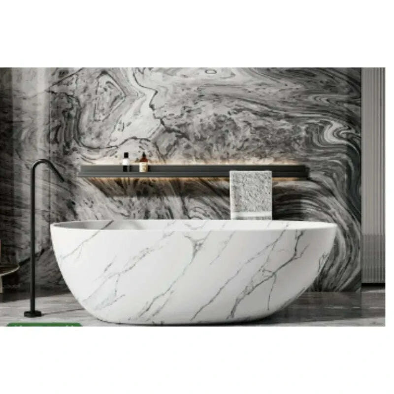 KIMLUD, Large Modern Freestanding Solid marble imitation Natural Stone Bathtub With Drainer Square Soaking Tub Bathroom Hotel Use, KIMLUD Womens Clothes