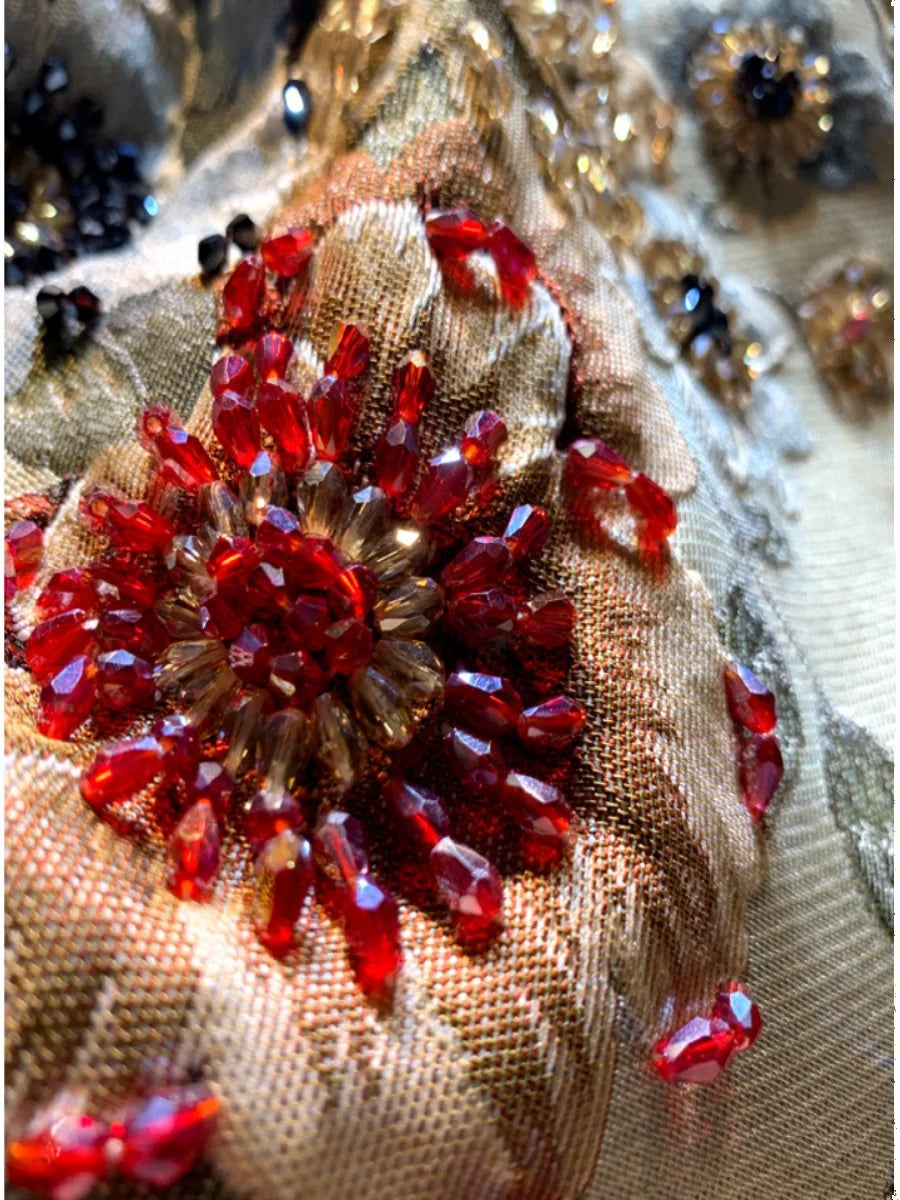 Vintage Embroidery Heavy Rhinestone Trench Coat for Women 2024 Spring Autumn New Fashion Luxury Long Sleeve Elegant Loose Coats