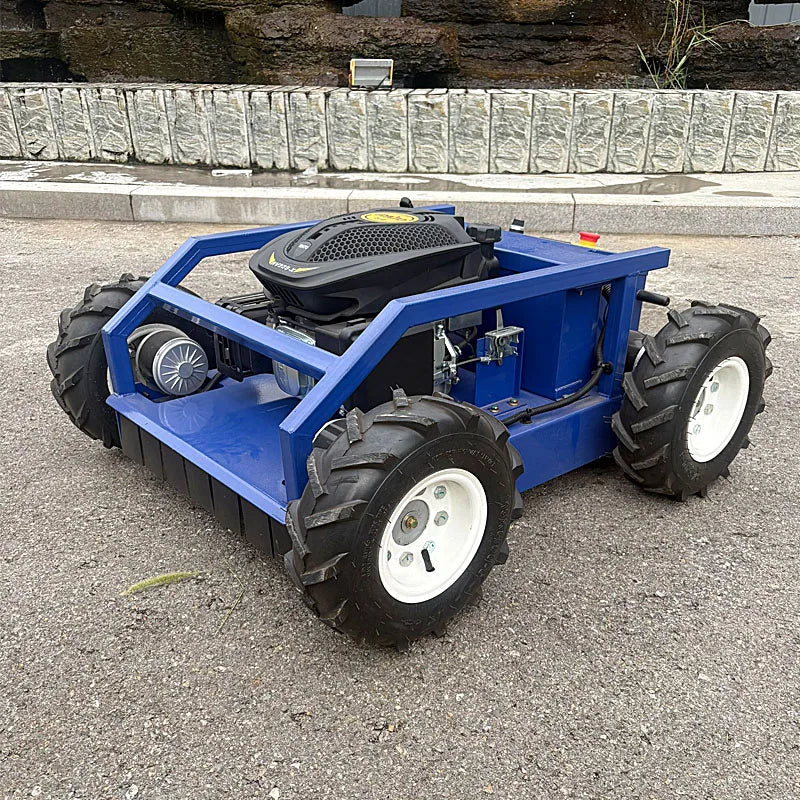 Powder-Coated Steel Robot Lawn Mower Remote-Controlled — Blue | KIMLUD