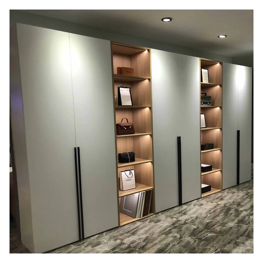 Italy Style Exquisite Luxury Wood Wardrobe — Black | KIMLUD