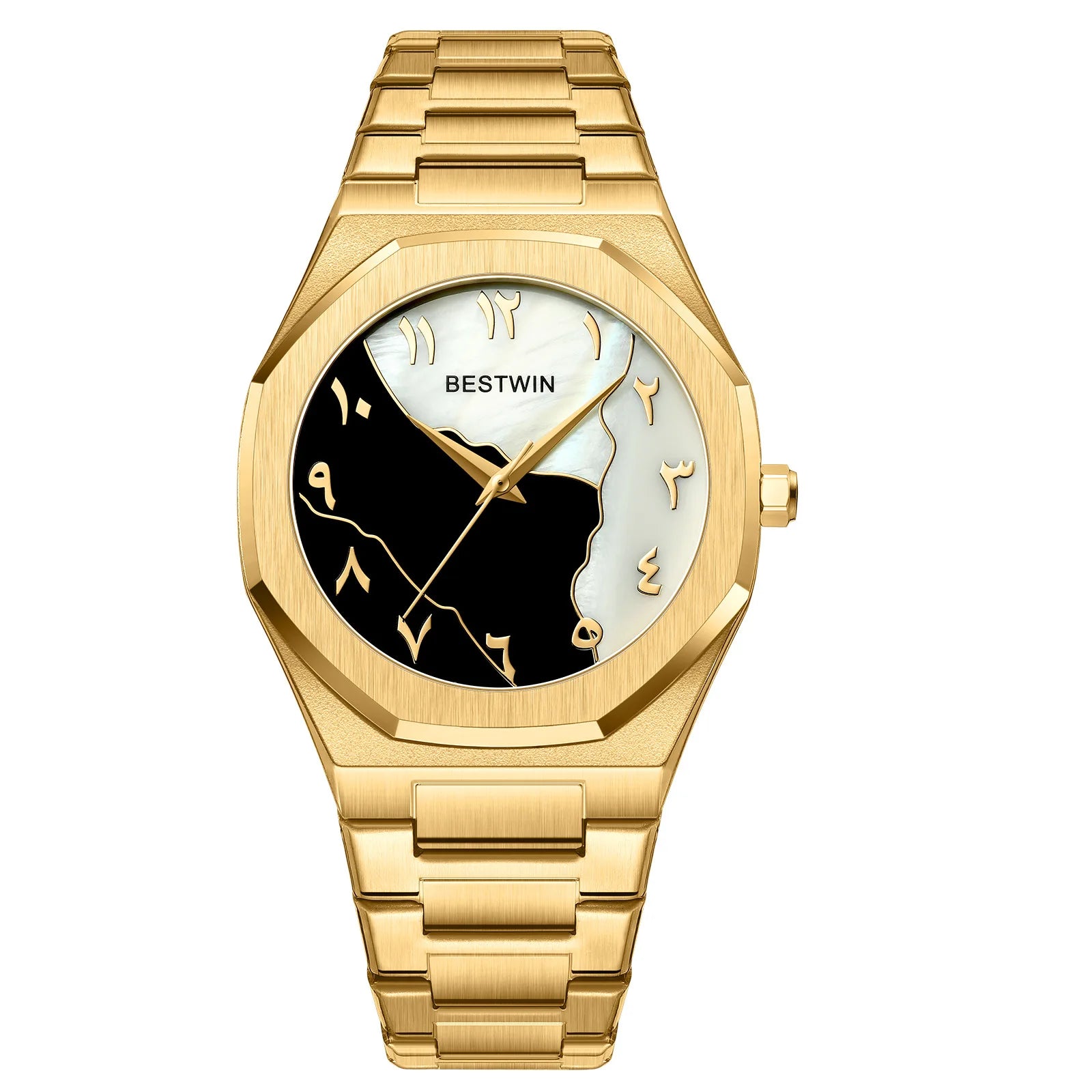 Fashion Watches Men's Watch reloj hombre BESTWIN Creative Dial Gold Shell Face Business watches for men relogios masculino