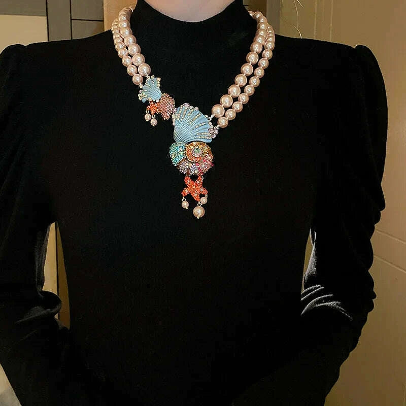 inlaid-rhinestone-shell-stars-double-pearl-necklace-for-women-light-luxury-style-exaggerated-chain-fashion-jewelry-sets-partykimlud-womens-fashion-34624405