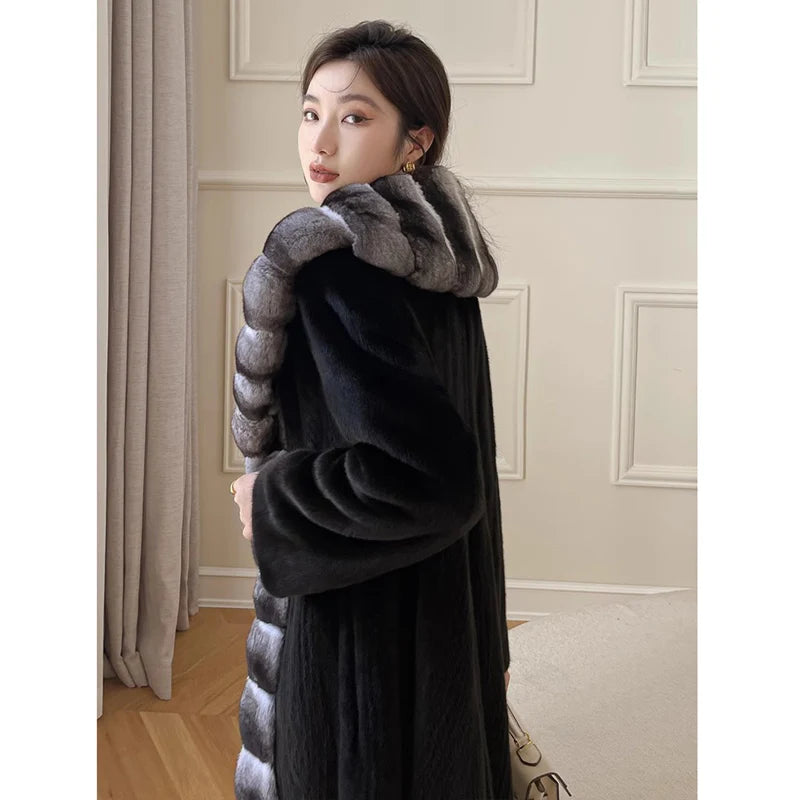 Mink Fur Coat – Velvet Finish – Long Silhouette | KIMLUD