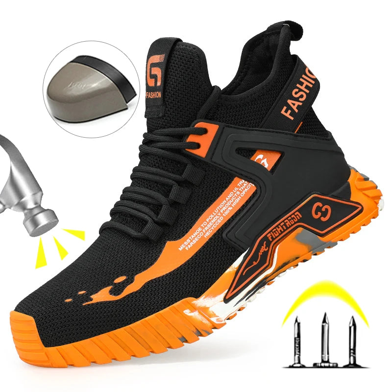 High Top Man Boots Safety Protective Shoes Steel Toe Work Shoes Men Anti-puncture Safety Shoes Men Women Work Safety Boots