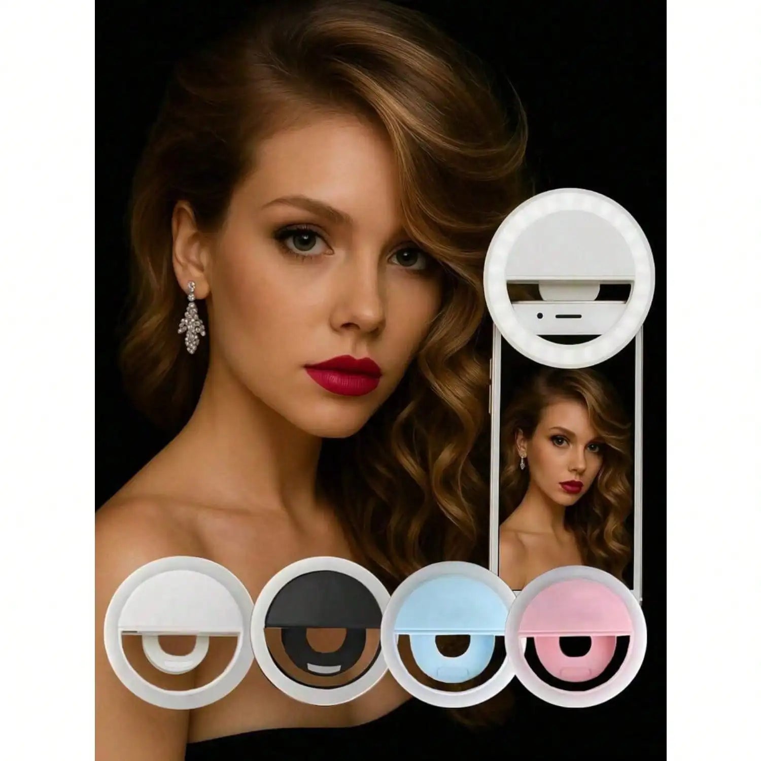 1pc Portable LED Selfie Light, USB Rechargeable Clip-On Ring Lamp With Adjustable 3-Level Brightness, Compact Travel Gadget