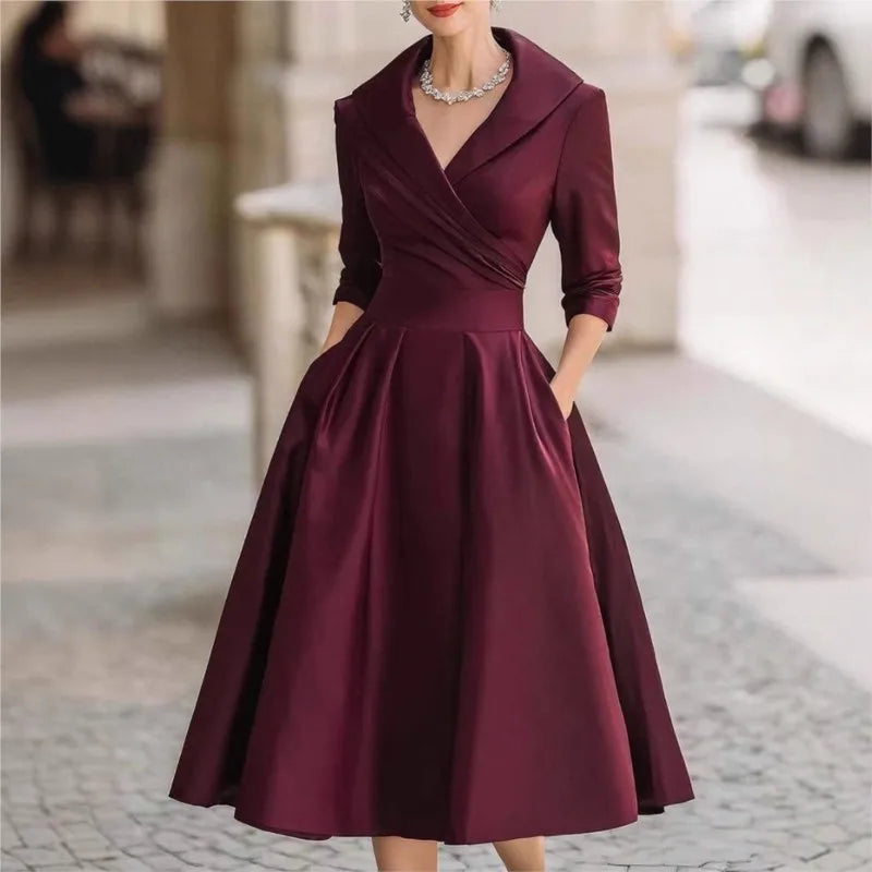 Women's Fashion Dress New Style V-neck Waist-hugging Makes You Look Slim And Elegant Long Sleeves Maxi Prom Dresses For Women