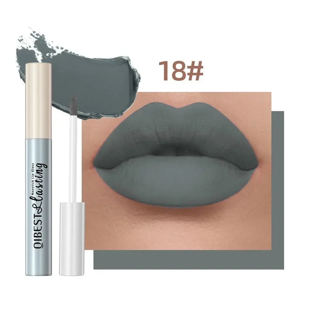 Nude Matte Lip Gloss 24 Colors Long-lasting Velvet Lipstick Waterproof Non-stick Cup Sexy Red Dark Lip Tint Makeup Cosmetic