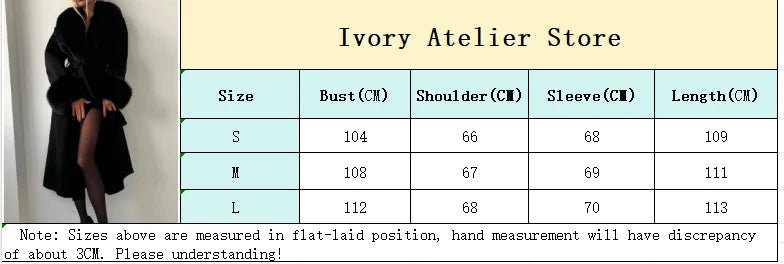 Retro Black Fur Patchwork Woolen Coat Women Chic Full Sleeve V-neck Lace Up Loose Long Overcoat 2025 Lady Winter Commute Outwear