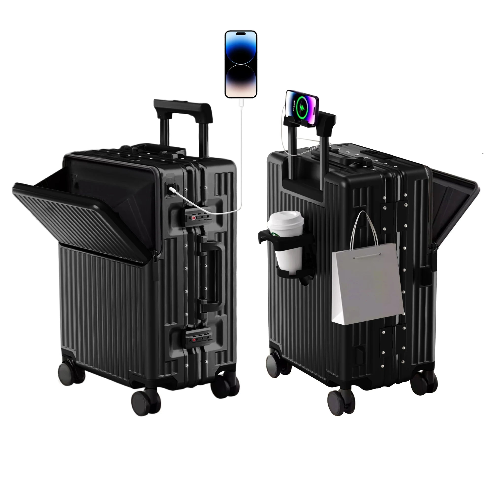 AIWEINY 2025 Aluminum Frame Suitcase PC Hard Shell Pressure-Resistant Travel Luggage, 360° Silent Swivel Wheels, with TSA Lock.