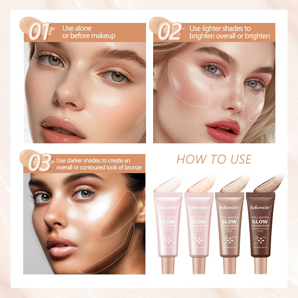 Natural Glow Enhancer Foundation Glowing Moisturizing Lightweight base Multi-purpose Face Body Glitter Cream Bronzer For Paris