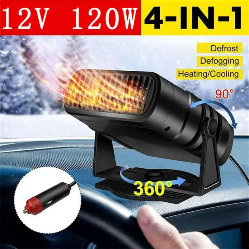 KIMLUD, Car Heater 12V 24V 4in1 Powerful Defroster Defogger for Windshield 360 Rotation Vehicle Interior Heater Auto Accessories Winter, KIMLUD Womens Clothes