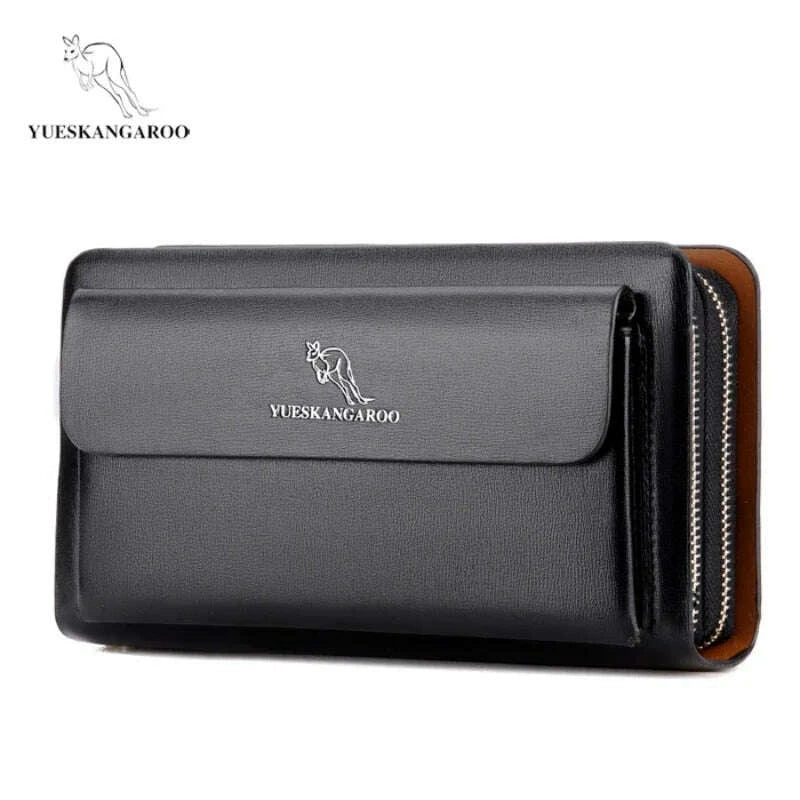 KIMLUD, Men's Wallet Long Male Purse Vintage PU Leather Man Clutch Money Bag Wristlets Walets for Men 2025 Caibu Coin Card Holder Murse, KIMLUD Womens Clothes