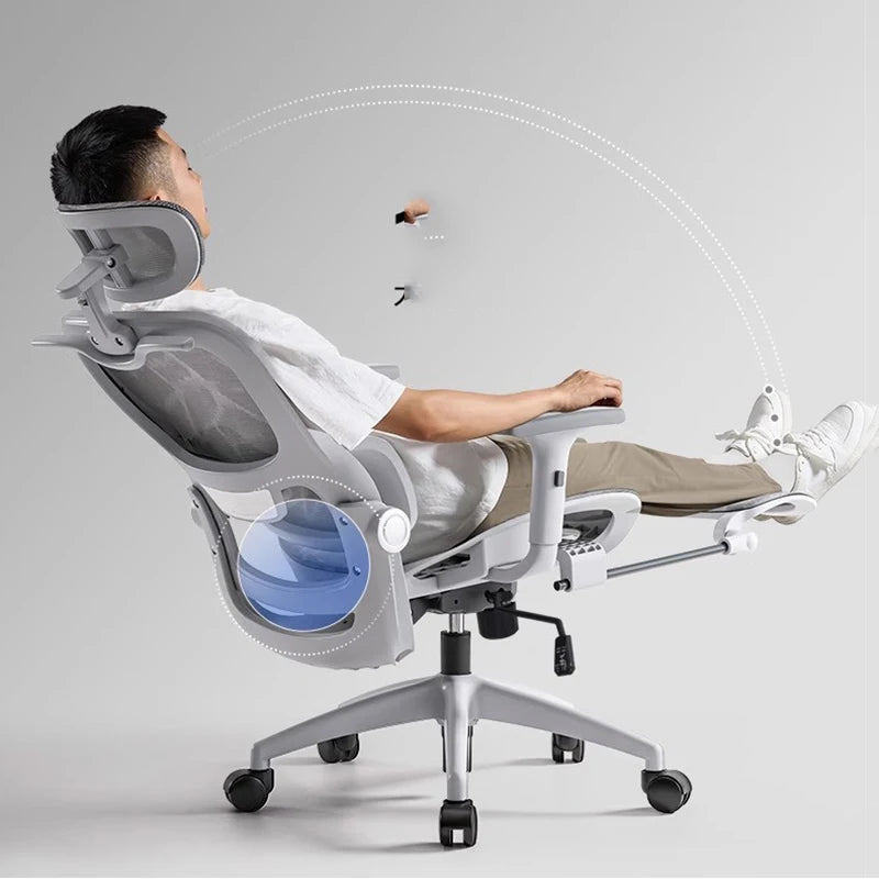 Ergonomic Mesh Office Chair Back Support — Pearl White | KIMLUD