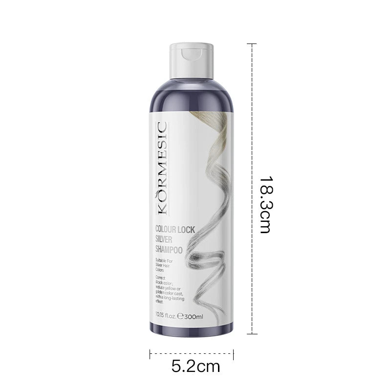 Unisex Silvery Lock Color Shampoo-Silver Fixing Shampoo,Color Locking & Brightening,Cleansing Care,Color Preservation Sleek Hair