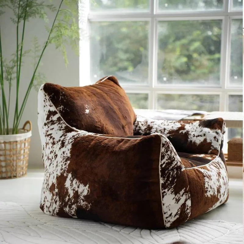 Minimalist Bean Bag Sofa Designer Soft Modern Lounge Seating For Cozy Living Rooms — Brown | KIMLUD