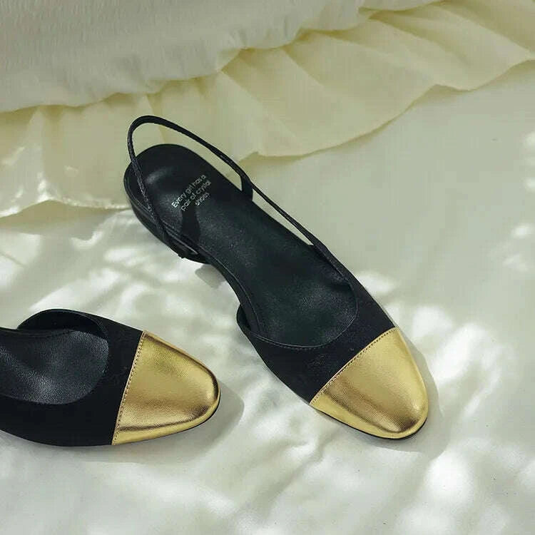 KIMLUD, Pink Silk Shallow Women Flats Gold Leather Mixed Slingback Casual Sandals Embroidery Silver Lady Moccasins Femininos Zapatos, KIMLUD Womens Clothes