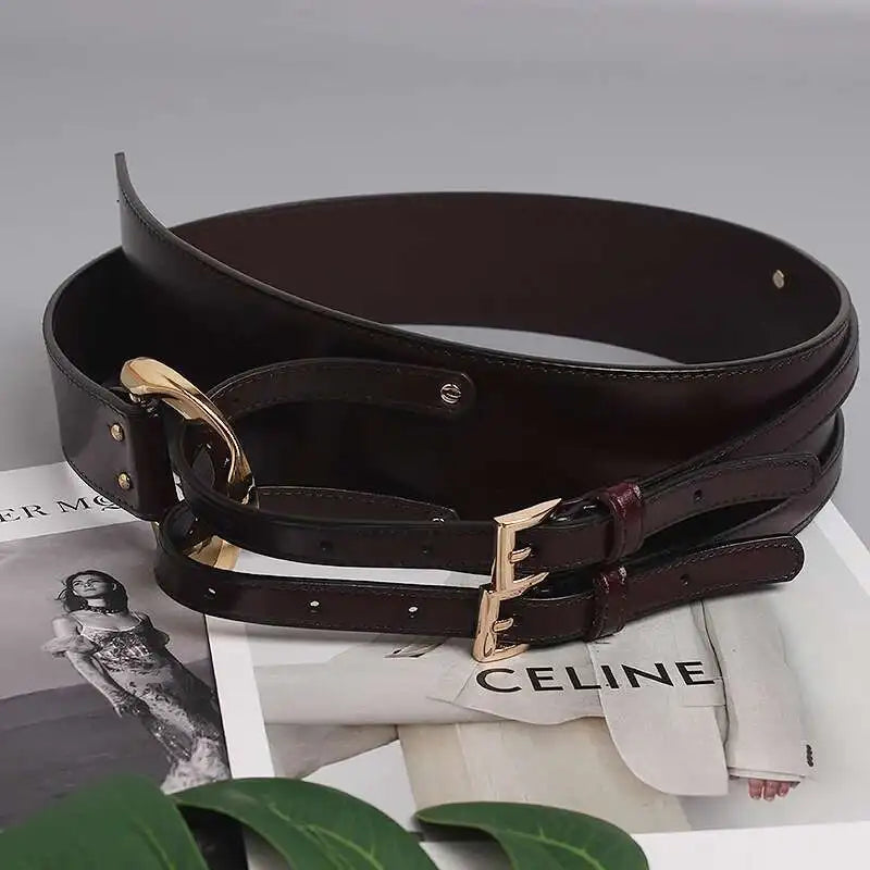 Belts – Irregular Cowhide Waist Decoration – PU Leather | KIMLUD