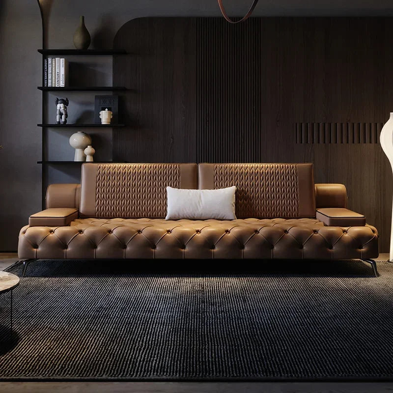 Armrest Large Filler Sofas European Brown Wood Modern Floor Salon Couch Recliner Luxury Nordic Divano Soggiorno Home Furniture