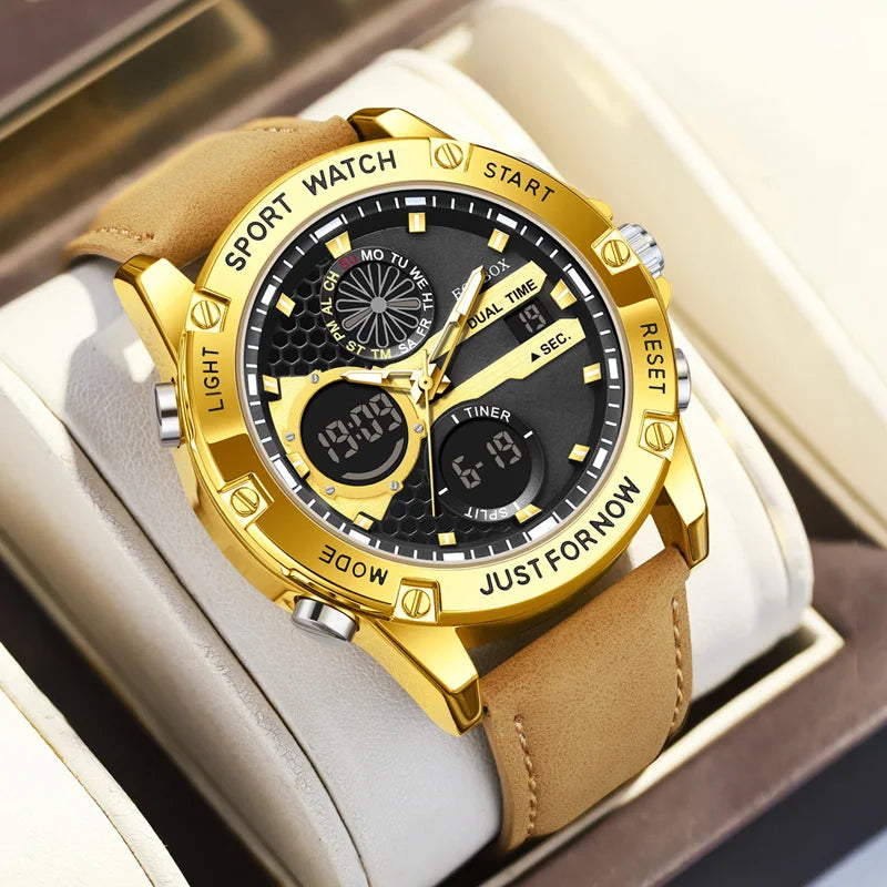 FOXBOX Fashion Military Watches for Men Luxury Original Sports Chronograph Watch Waterproof Quartz Clock Digital WristWatch