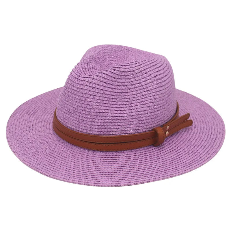 Straw Panama Sun Hat Grass-Knitted Breathable — Natural | KIMLUD
