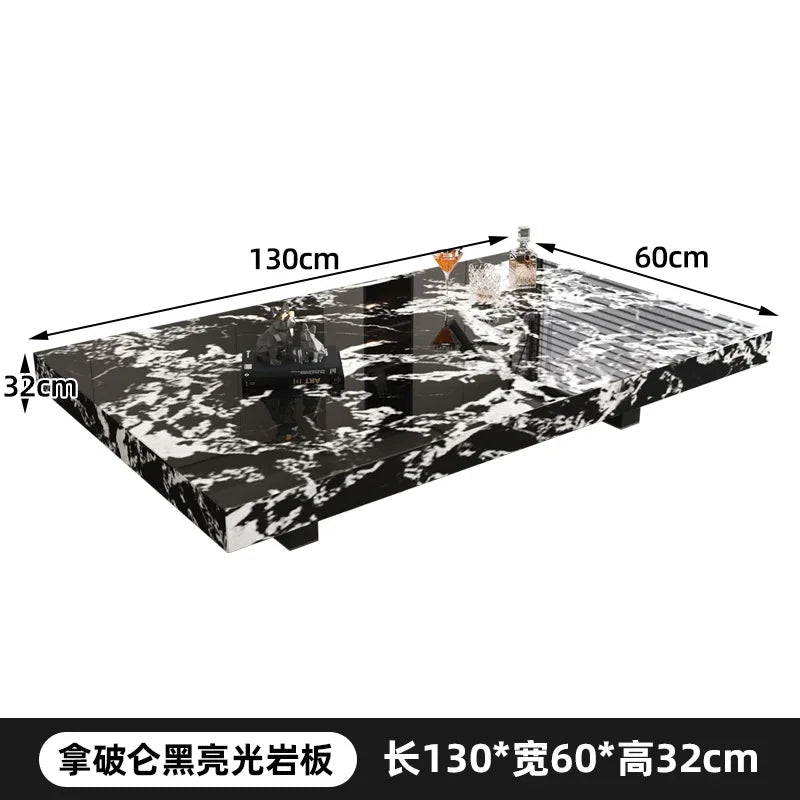 Rock Slab Coffee Table Rectangular Countertop — White | KIMLUD