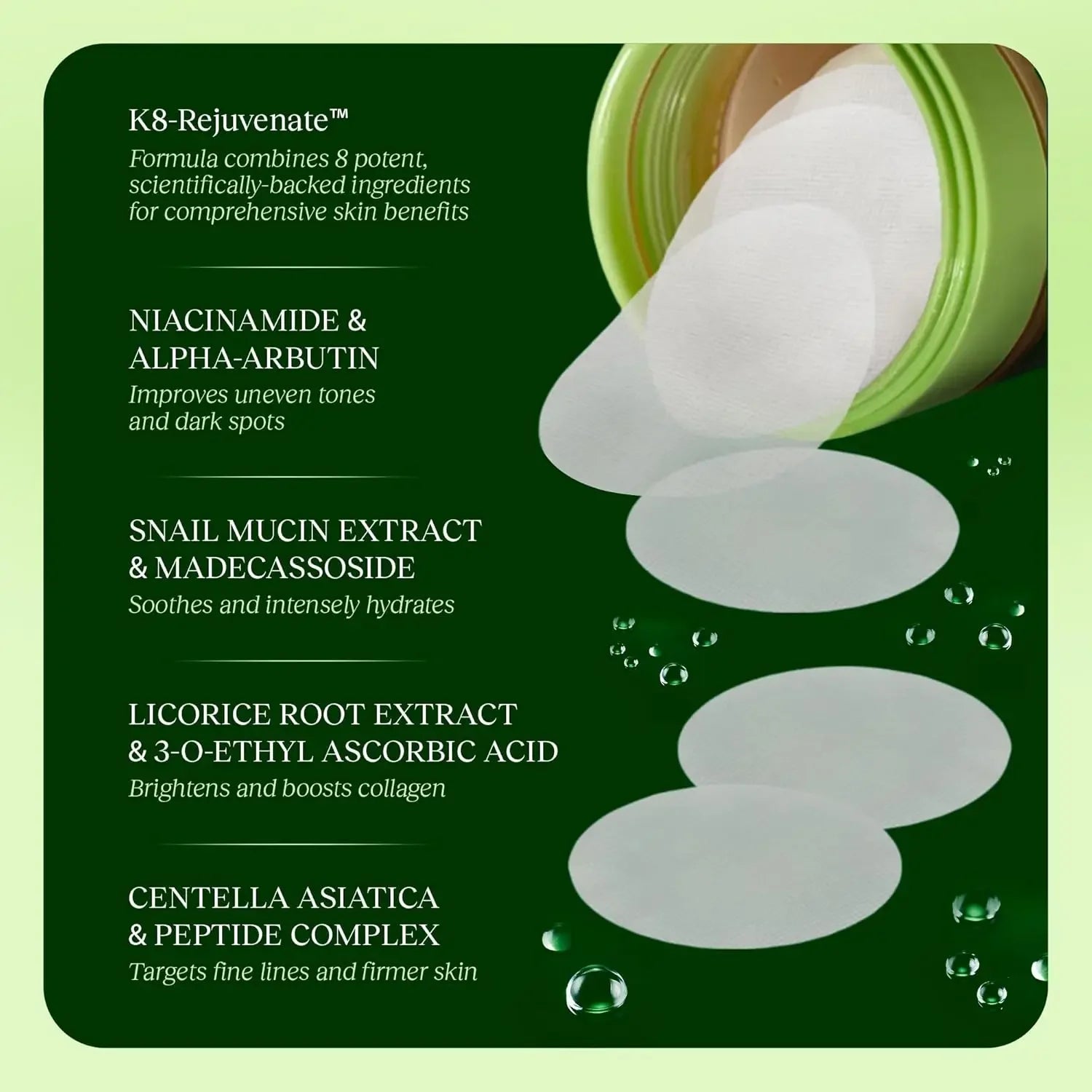 TITK HOT Korean skincare product anti-aging,dark spot and wrinkle minimizing toner pad,100pcs centella,asiatica and niacinamide