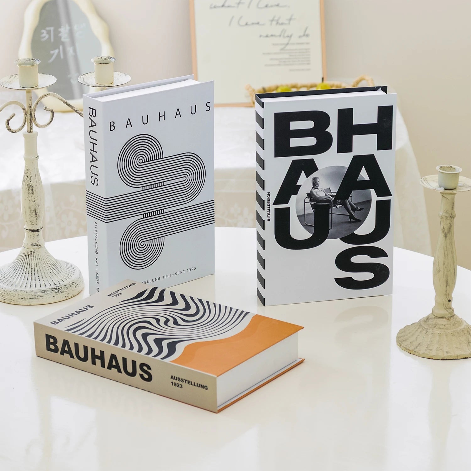 Foldable Faux Books Three-Piece Set for Couture Coffee Table Decor — Black | KIMLUD