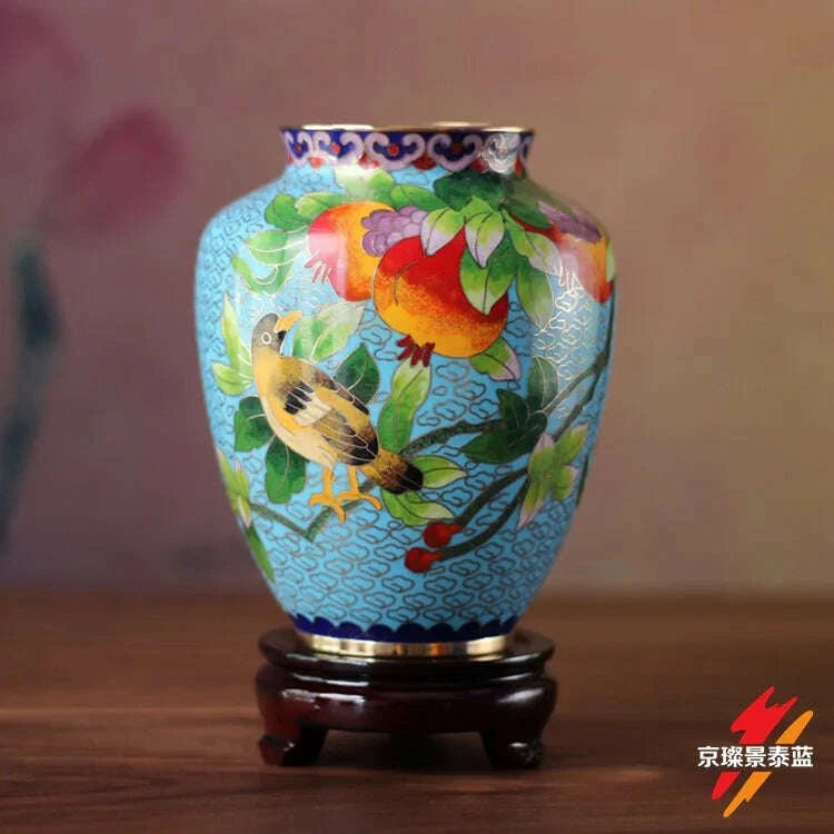 KIMLUD, Handmade Cloisonn Flower Vase, Copper Body Wire Wound, Enamel Plant Vase, Desktop Decorative, Exquisite Workmanship, Room Decor, KIMLUD Womens Clothes