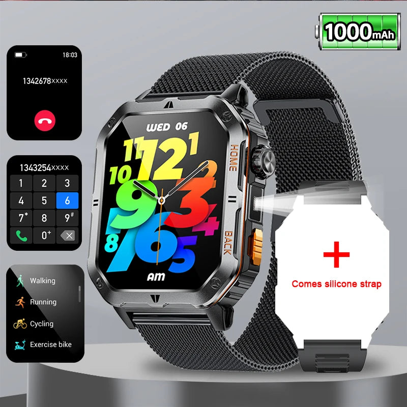 2025 New Military Outdoor 1000 mAh Battery Smart Watch Men GPS Sports Heart Rate IP68 Waterproof BT Calling Smartwatch Man xiaom