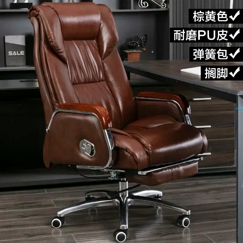 Retro Executive Leather Chair Armchairs Editor Choises Fashion Aluminium Office Chair Working Relax Silla Escritorio