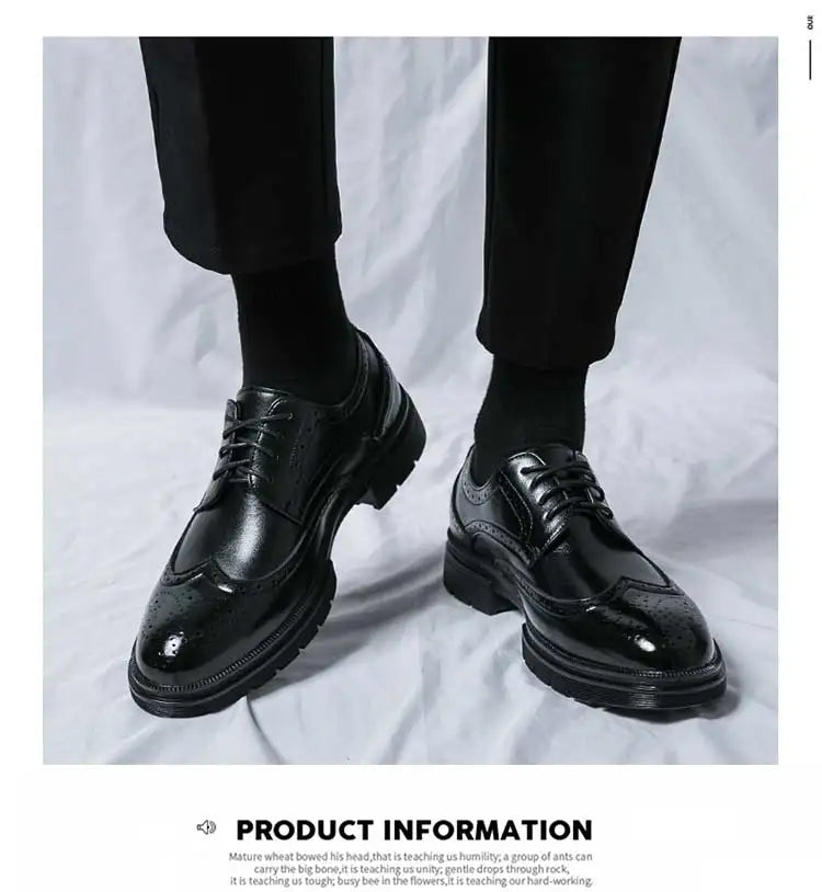 Handmade Men's Wingtip Oxford Shoes Black Leather Brogue Men's Formal Leather Shoes Classic Business Formal Men's Shoes Oxfords