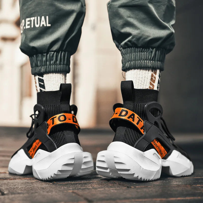 Men's High-Top Sneakers – Chunky Silhouette – White | KIMLUD