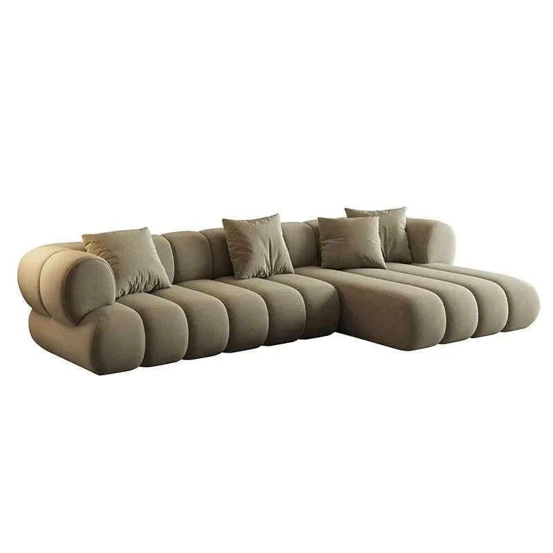 KIMLUD, Luxury L-Shape Modular Sectional Sofa Set Fabric Couch for Home Hotel Villa for Living Room Filled with Sponge, KIMLUD Womens Clothes