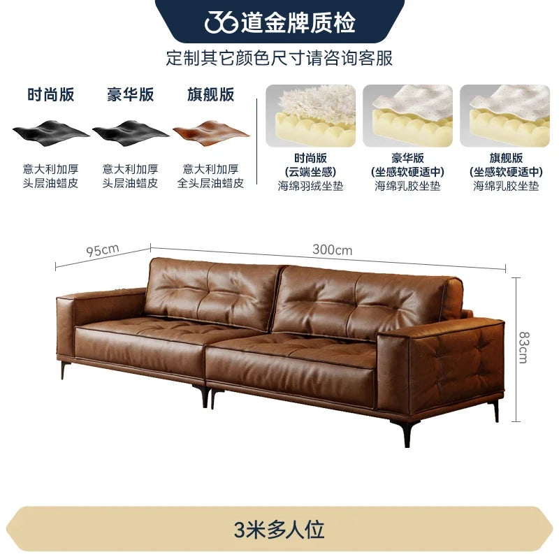 Leather Oversized Sofa Postmodern — Deep Brown | KIMLUD