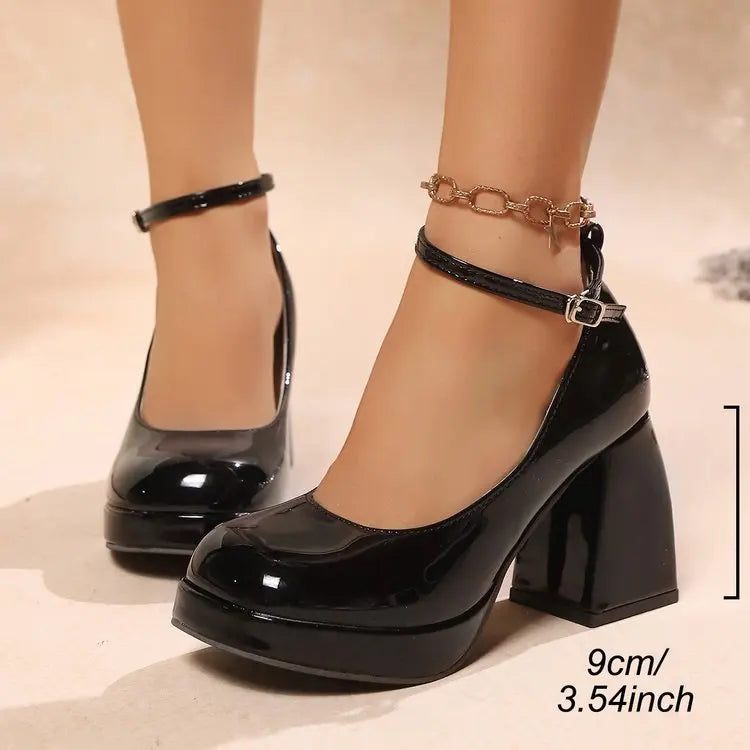 Mary Jane Shoes – Platform High Heels – Patent Leather | KIMLUD