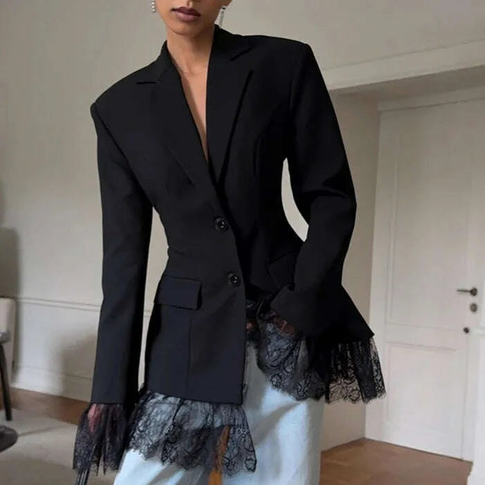 2025-autumn-and-winter-new-fashion-black-small-suit-solid-jacket-design-sense-lace-splicing-commuting-long-sleeved-top-coatkimlud-womens-clothes-35076915