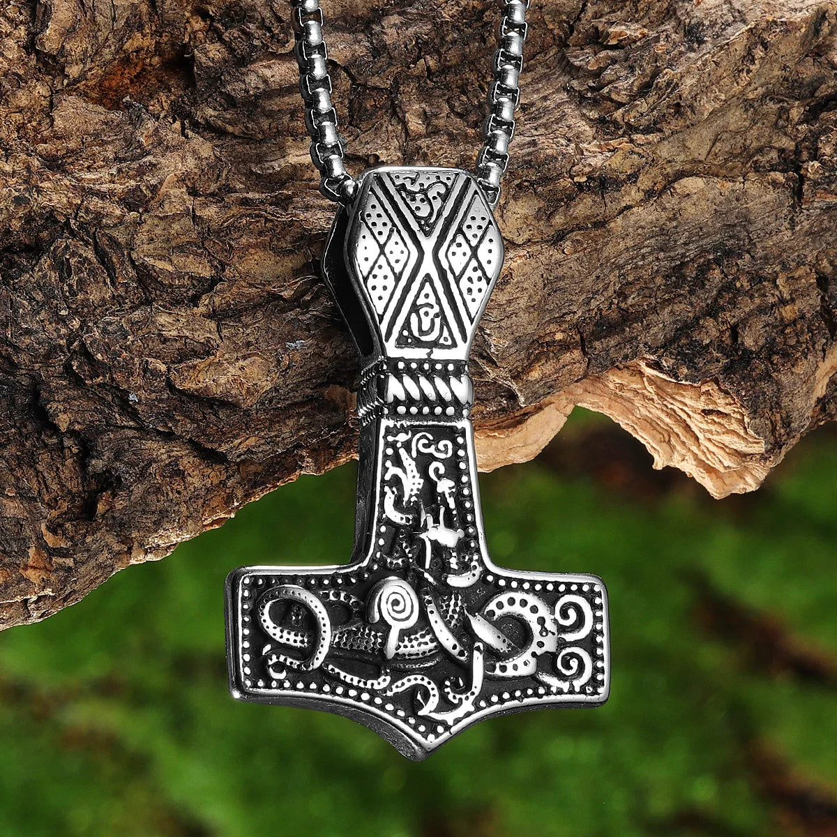 Viking Thor's Hammer Double Side Carving Men Necklaces With Pendant Stainless Steel Jewelry Male Women Punk Accessories Gifts