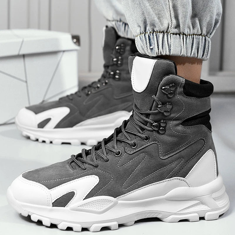 Men's Ankle Boots - Breathable Lace-Up - Ankle Boot | KIMLUD