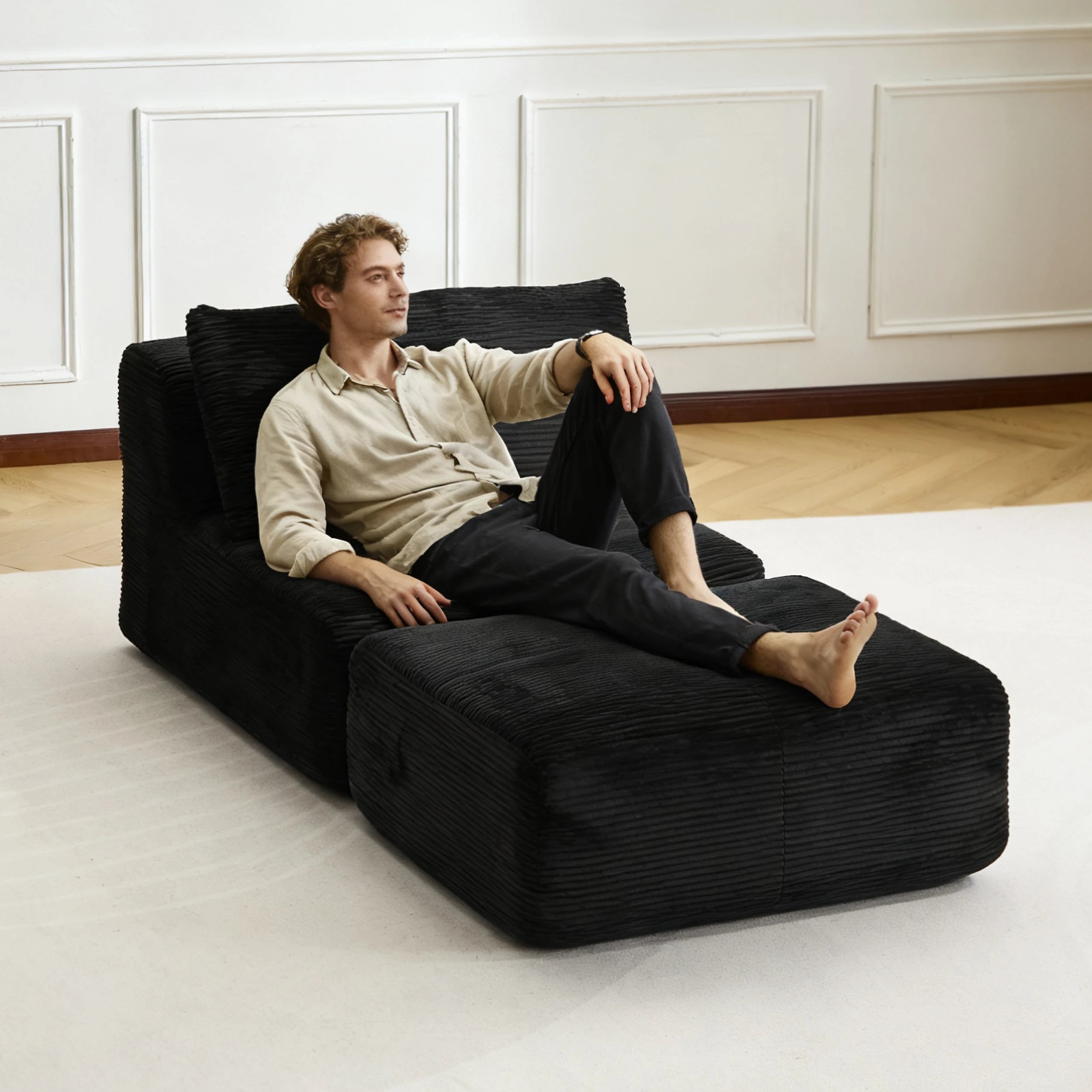 Corduroy Sofa Bed,Comfortable Small Single Sofa,Compression Sofa Seat,Foldable Lounger for Bedroom, Guest Room or Living Room