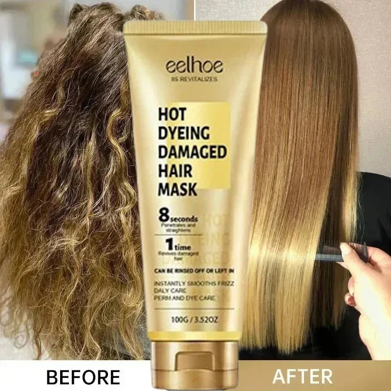 Keratin Hair Mask Smoothing Repair Frizz Shine — Gold | KIMLUD